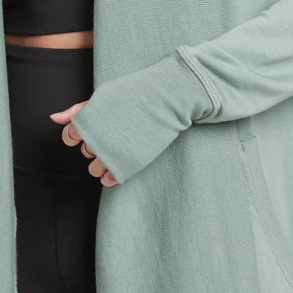 Athleta Nirvana Pranayama Minimalistic Mint Green Wrap Tencel Modal Cardigan - Picture 4 of 13